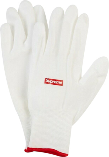 Supreme White Rubberized Small Box Logo Work Gloves