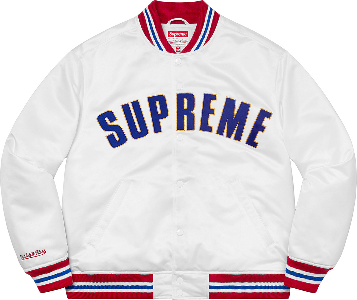 Supreme x Mitchell & Ness White Varsity Jacket | Incorporated Style