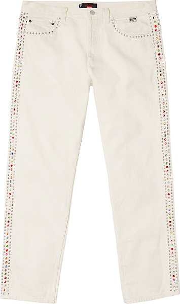 Supreme X Bb Simons White Side Studded Jeans