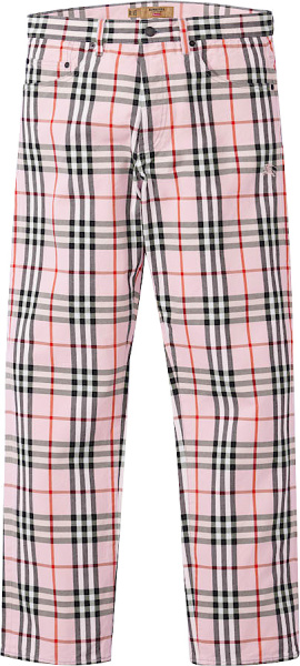 Supreme X Burberry Pink Check Jeans