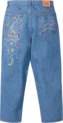 Supreme X Coogi Blue Flower Embroidered Jeans