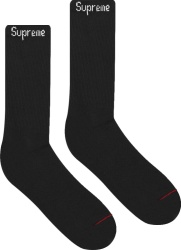 Supreme X Hanes Black Logo Crew Socks