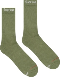 Supreme x Hanes Olive Green Crew Socks (SS22)