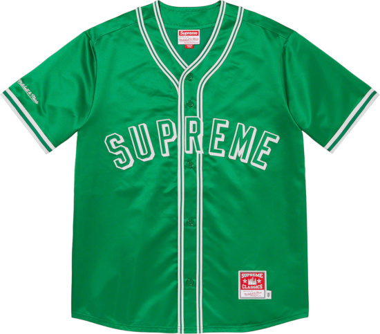 Supreme X Mitchell And Ness Green Baseball Jersey