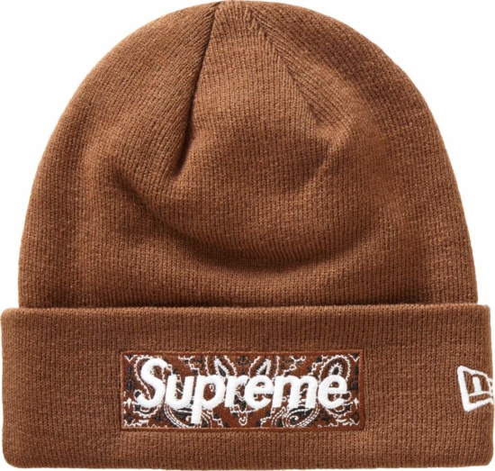 Supreme X New Era Brown Bandana Box Logo Beanie