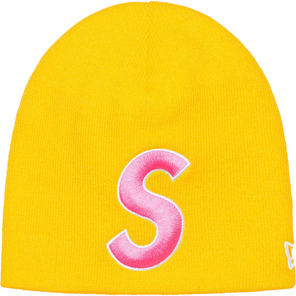 Supreme X New Era Yellow And Pink S Logo Beanie Ss23