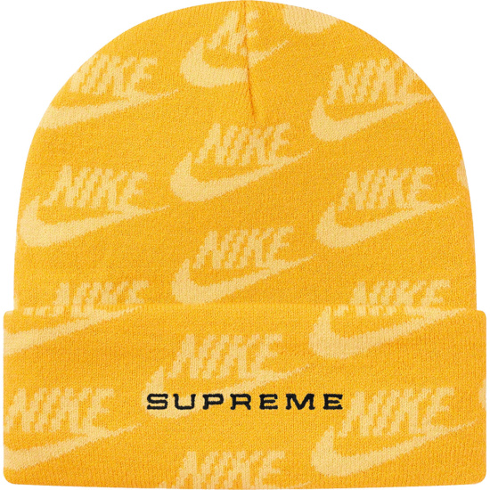 Supreme X Nike Yellow Allover Logos Beanie