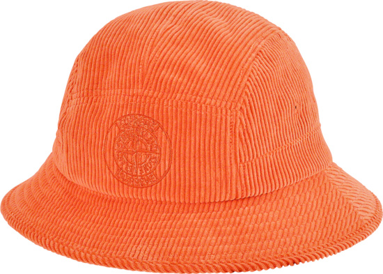 Supreme X Stone Island Orange Corduroy Bucket Hat