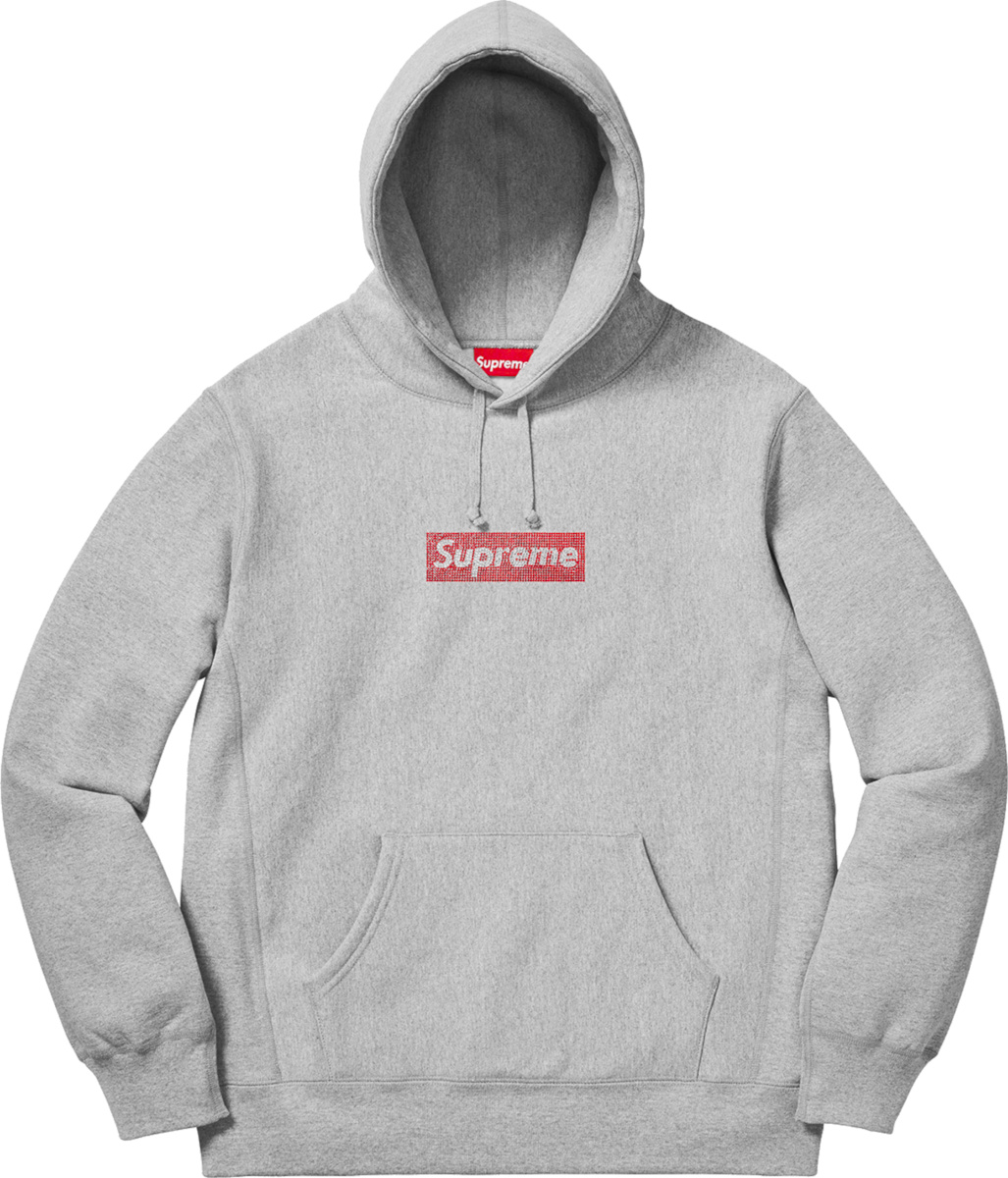 Supreme x Swarovski Grey & Crystal Box Logo Hoodie | Incorporated 
