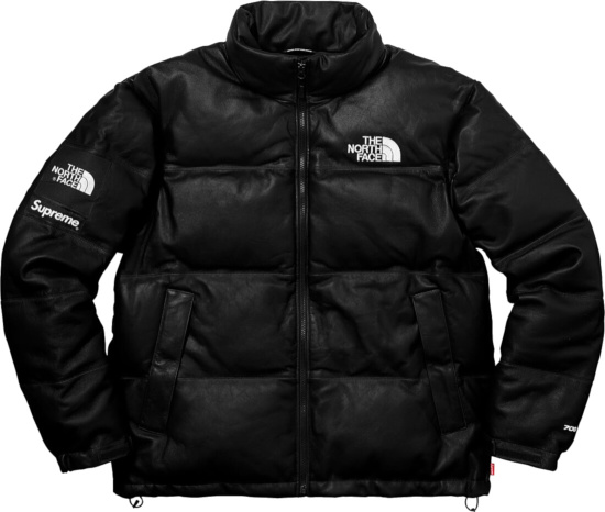 Supreme X The North Face Black Leather Nuptse Jacket
