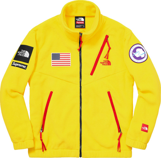 Supreme X The North Face Yellow And Red Trim Antartica Expedition Fleece Jacket