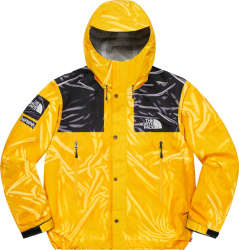 Supreme X The North Face Yellow Shiny Fake Printed Shell Jacket