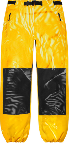 Supreme X The North Face Yellow Shiny Fake Printed Shell Mountain Pants