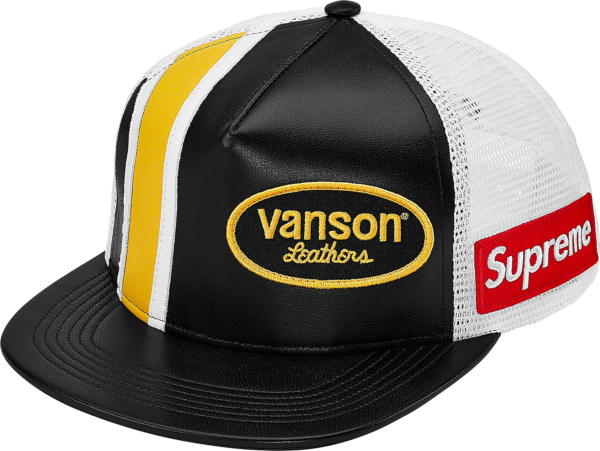 Supreme X Vanson Leather Black Leather Trucker Hat