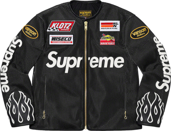 Supreme X Vanson Leather Black Mesh Jacket