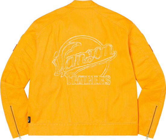 Supreme X Vanson Leather Yellow Denim Moto Jacket