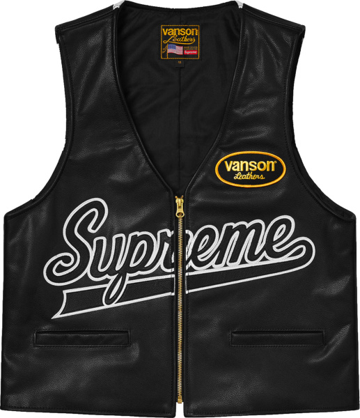 Supreme X Vanson Leathers Black Leather Vest