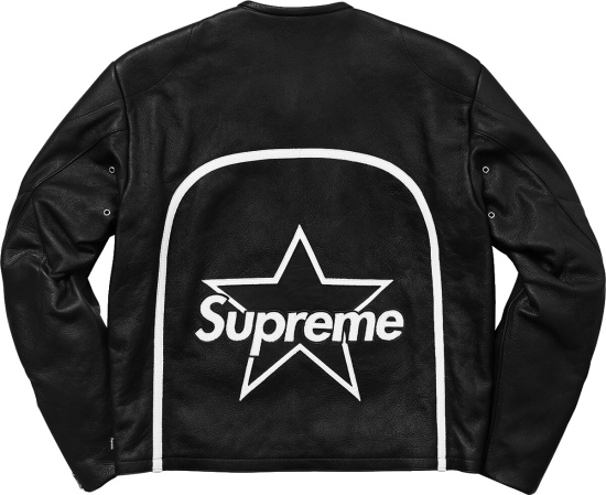 Supreme X Vanson Leathers Black Star Print Moto Biker Jacket
