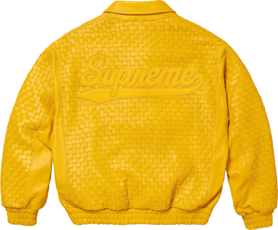 Supreme Yellow Leather Woven Jacket