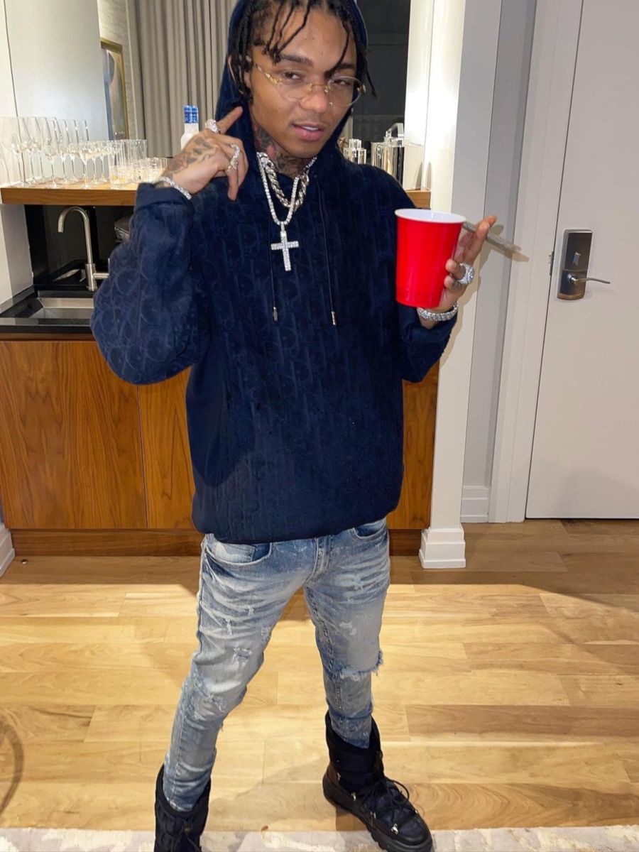 Swae Lee Wearing a Dior Oblique Hoodie With Dior FW21 Snow Boots