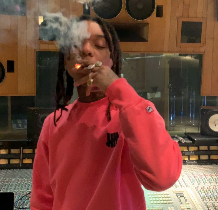 Swae Lee Hits The Studio In an Pink Undefeated Icon Crewneck