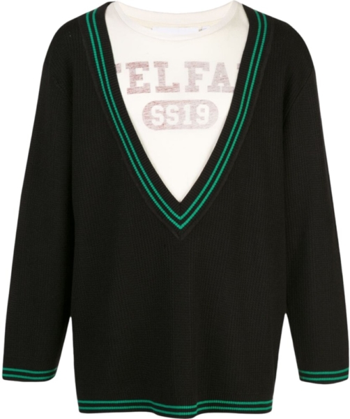 Telfar Deep V Black Knit Sweater