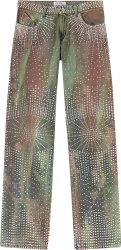 The Attico Brown And Green Tie Dye Studded Jeans