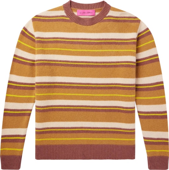 The Elder Statesman Brown And Yellow Striped Sweater