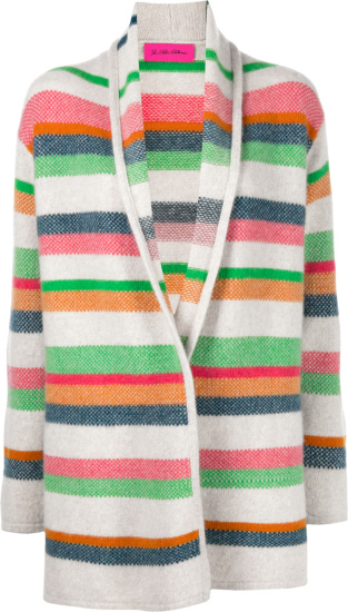 The Elder Statesman White And Multicolor Striped Pace Smoking Jacket Cardigan