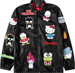 The Hundreds x Sanrio Black Leather 'Sponsor' Coaches Jacket