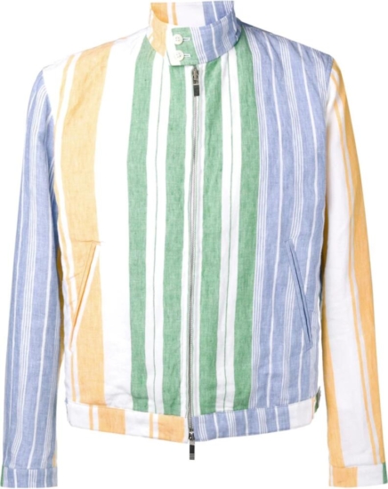 Thom Browne Pastel Stripe White Linen Jacket