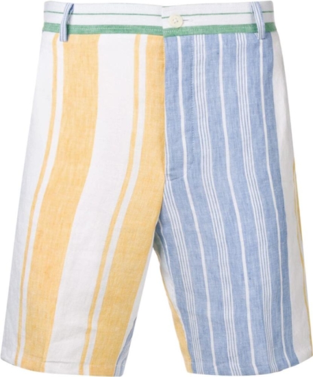 Thom Browne Pastel Stripe White Linen Shorts