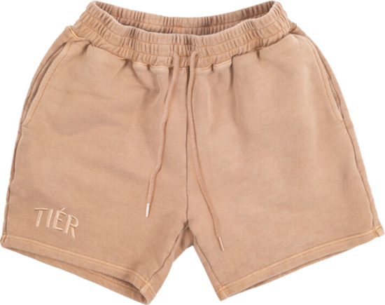 Tier Nyc Beige Logo Embroidered Shorts