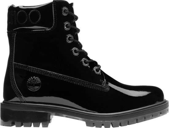Timberland Patent Black Leather Ankle Boots