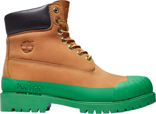 Timberland X Beeline 6in Premium Wheat Boots With Lime Green Rubber Soles