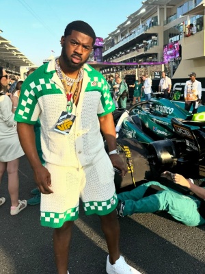 Tion Wayne Wearing A Casablanca Green Shirt And Shorts With Nike Af1s