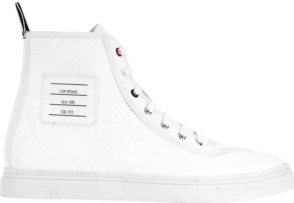 Thom Browne White High-Top 'Paper Label' Sneakers | INC STYLE