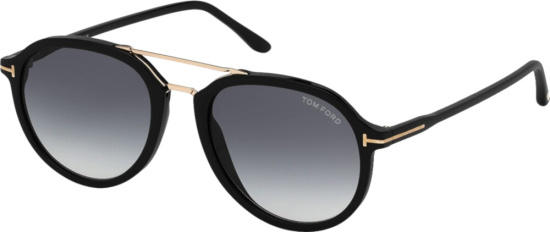 Tom Ford Black Double Brow Round Sunglasses