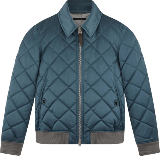 Tom Ford Blue Diamond Quilted Bomber Jacket