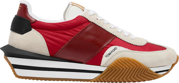 Tom Ford Red And Taupe James Low Top Sneakers