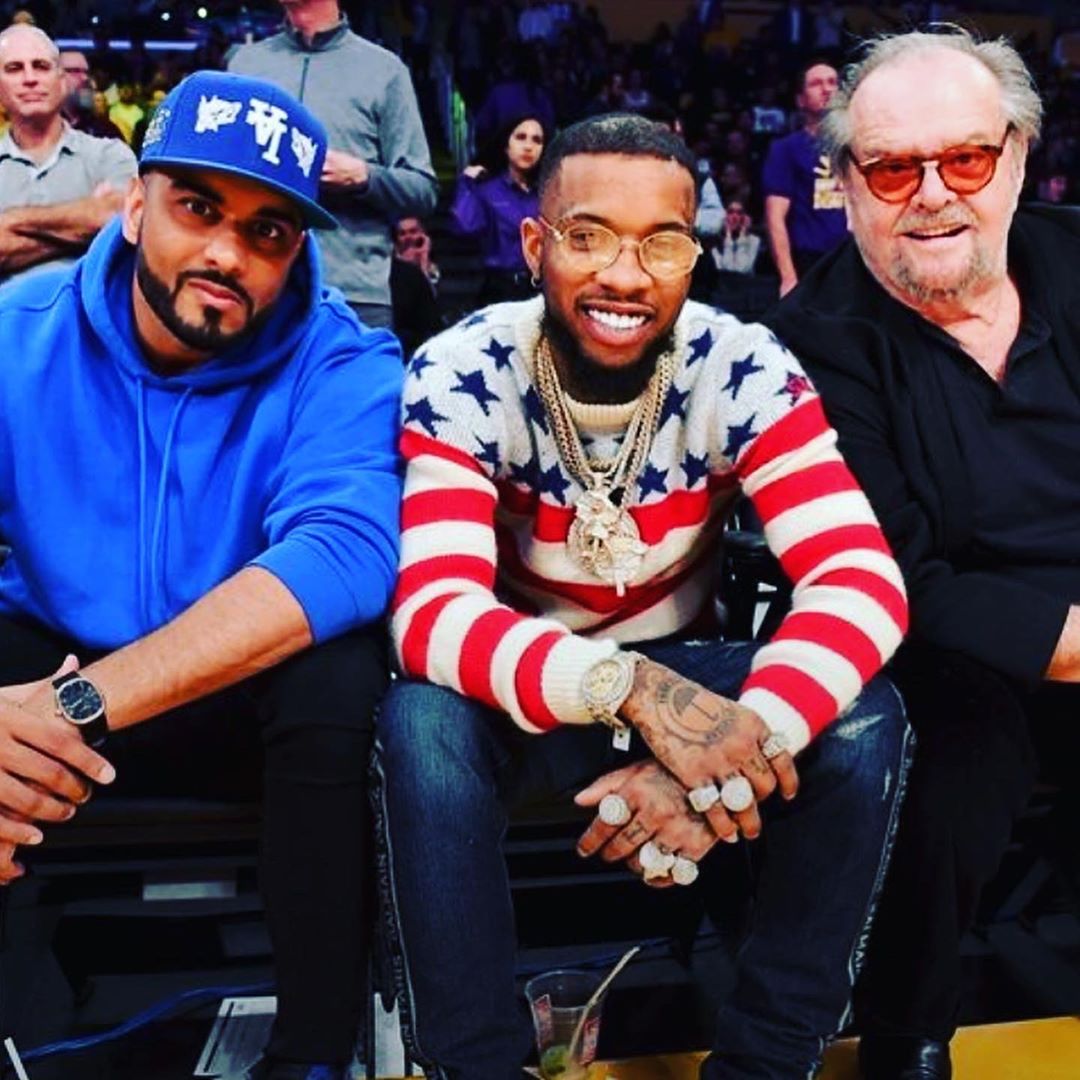 Tory Lanez Courtside With Jack Nicholson In A YSL Sweater & Balmain Jeans