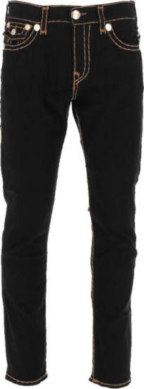 True Religion Black And Gold Rocco Big T Skinny Jeans