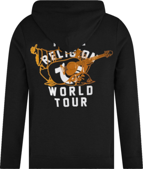 True Religion Black Zip Buddha Guitar Logo Hoodie