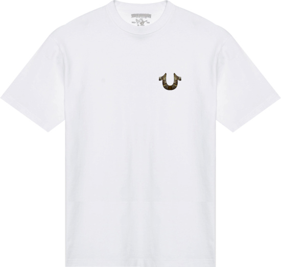 True Religion White And Gold Buddha T Shirt