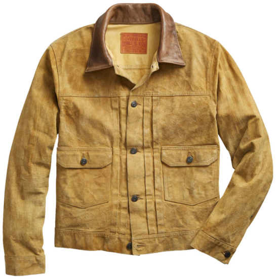 RRL Ralph Lauren Beige Suede & Leather-Collar Jacket | INC STYLE