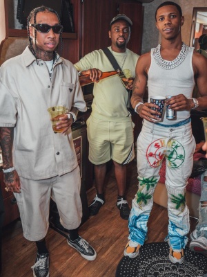 Tyga Wearing A Prada Shirt And Pants With Mastermind X Vans Sneakers