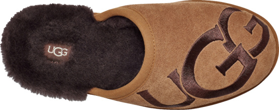 Ugg Brown Scuff Logo Slippers