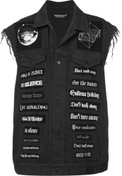 Undercover Black Denim Patches Cut Off Vest