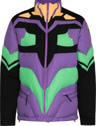 Undercover x Evangelion Purple & Green Colorblock Puffer Jacket