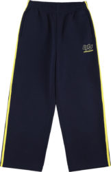 Unknown London Navy And Yellow Stripe Logo Track Pants